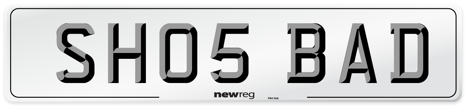 SH05 BAD Number Plate from New Reg
